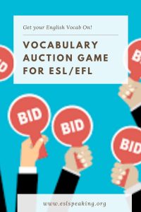 Vocabulary Auction | Fun Game for ESL Students - ESL Speaking