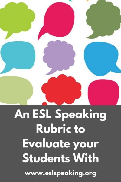 ESL Speaking Rubric | ESL Speaking Assessment | ESL Speaking