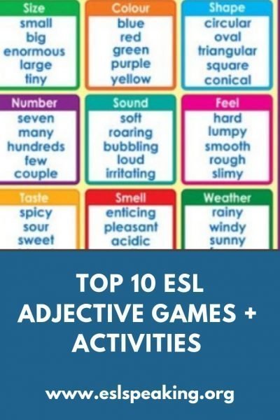  ESL Adjectives Games Activities Adjective ESL Lesson Plan Ideas