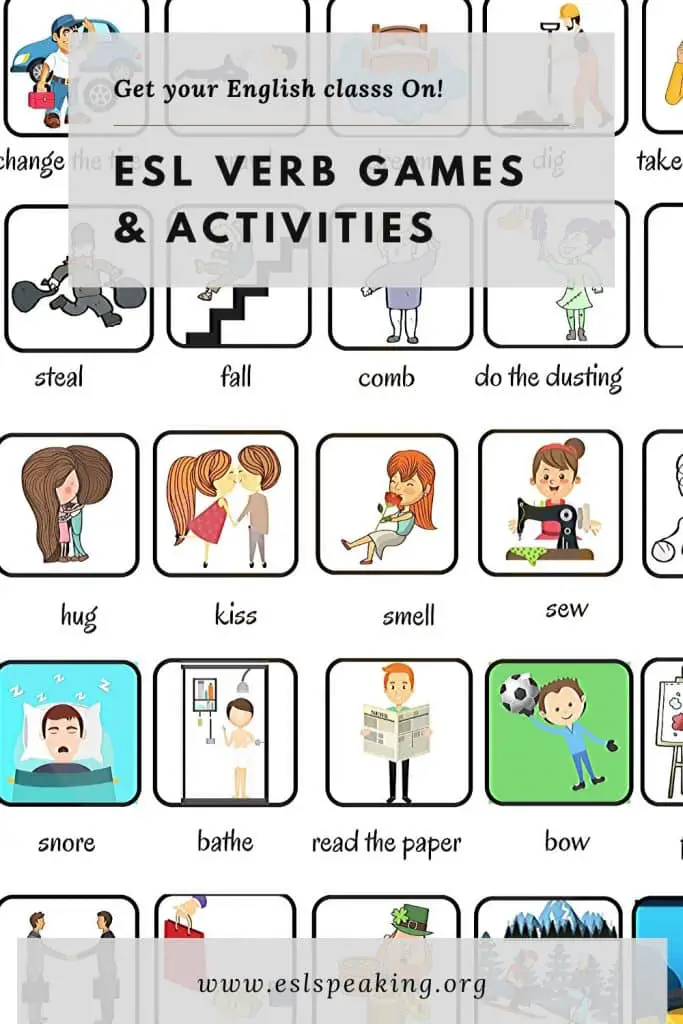 Action Verbs Board Game, ESL Printable Board Games