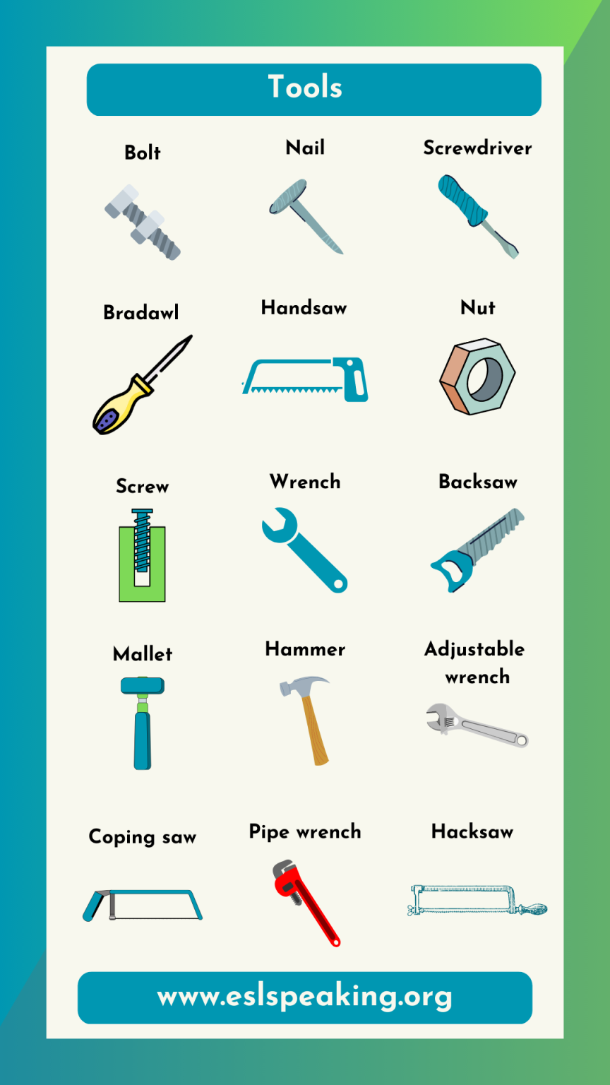 Tool Names with Pictures (in English) List of Hand Tools