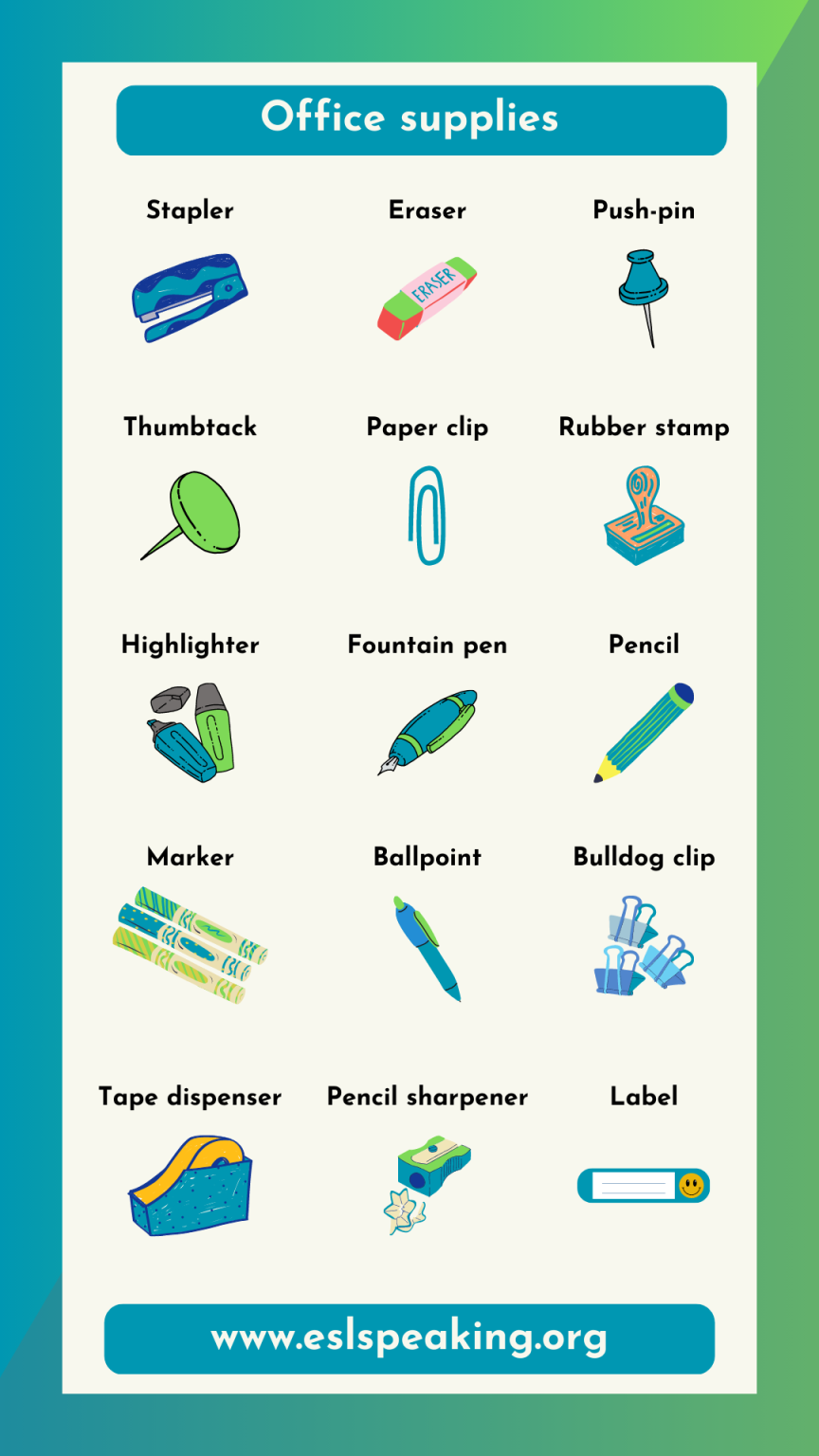 List of Office Supplies in English (With Pictures) | Office Stationery