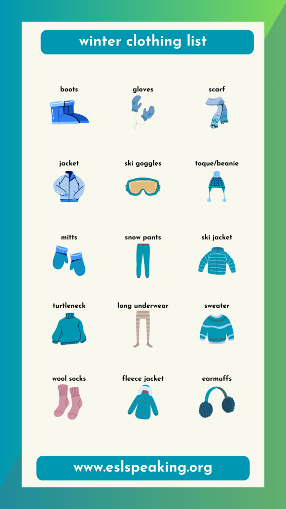 winter season clothes chart