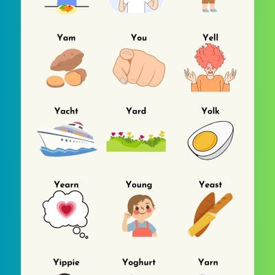Most Common Words Starting with Y with Pictures