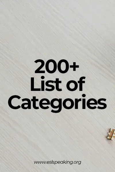 list of categories